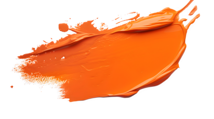 Orange Paint Brush Stroke on Transparent Background, Artistic Design Element - Hand Edited Generative AI