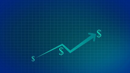 Business growth arrow with graph chart animation