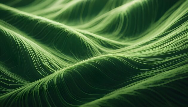 Abstract organic green lines as wallpaper background illustration. Macro landscape wallpaper. Wave line.