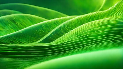 Abstract organic green lines as wallpaper background illustration. Macro landscape wallpaper. Wave line.