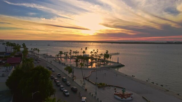 Malecon de La Paz al atardecer Baja California Mexico