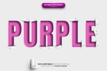 cutout peel purple paper note Editable text Effect Style