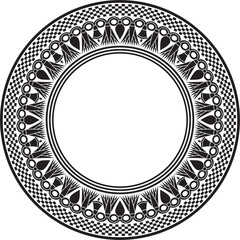 Vector monochrome black round Egyptian ornament. Endless Circle, Ring of Ancient Egypt. Geometric African frame..