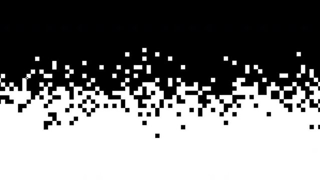 Animated pixelated gradient grunge background simple black and white background. Dissolve style. Loop 4k