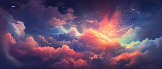 Colorful clouds art on dark background ..