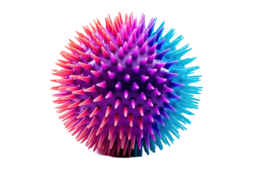 Multicolored Spiky Ball on White Background. on a White or Clear Surface PNG Transparent Background.