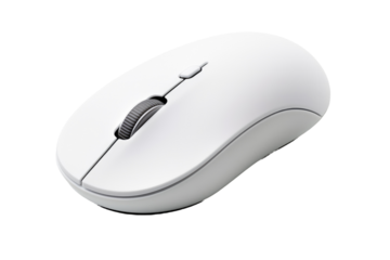 White Computer Mouse on White Background. on a White or Clear Surface PNG Transparent Background.