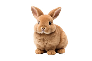 Obraz premium Brown Rabbit Sitting on Top of White Floor. on a White or Clear Surface PNG Transparent Background.