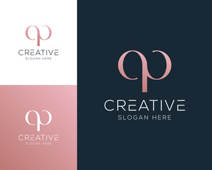 Initial letter OP, PO logo design vector illustration
