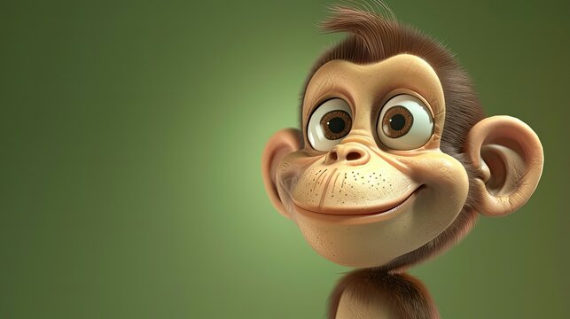 Playful 3D monkey with a curious expression and detailed fur.