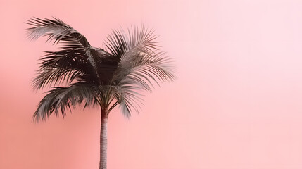 palm tree on pink background with place for text