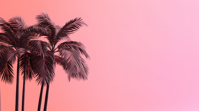 palm tree on pink background with place for text