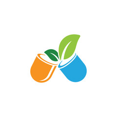 herbal capsule logo design vector