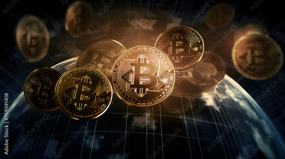 Poster participate in the worldwide financial transformation with this image of bitcoin's progression.