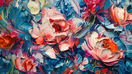 Fototapeta na wymiar Abstract background art flowers acrylic paint.