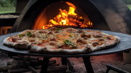 Foto op Plexiglas pizza on the fire © Oleksandr