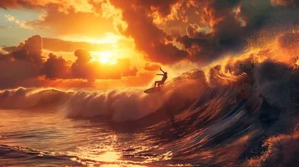 Fotobehang Surfer on a wave © Alex