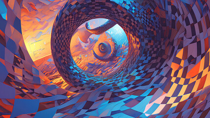 optical illusion galaxystar chaotic visual tunnel contemporary circus scene