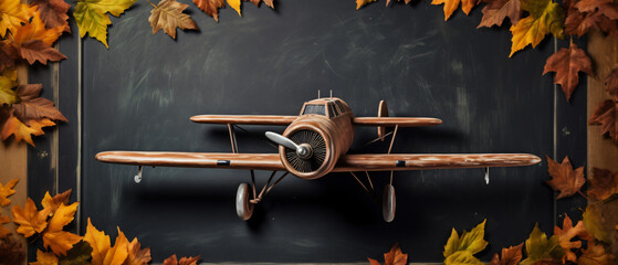 Education concept banner of vintage airplane