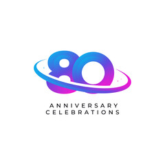 80th anniversary logo design template