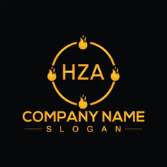 Initial monogram letter HZA logo design template for branding
