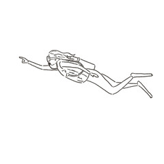 スキューバダイビングをする女性