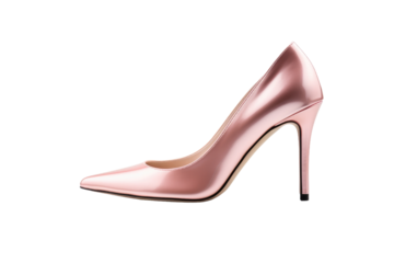 Pink High Heeled Shoe on White Background. on a White or Clear Surface PNG Transparent Background.