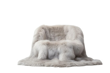 White Fur Chair Against White Background. on a White or Clear Surface PNG Transparent Background.