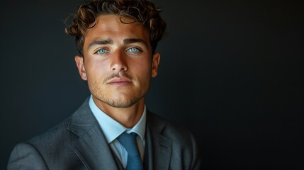 Stylish Man in Suit and Tie With Blue Eyes
