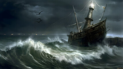 realistic a shipwreck at sea 