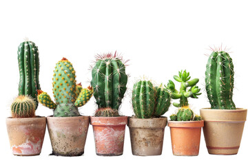 Cactus Garden Arrangement in Pot on Transparent Background. PNG