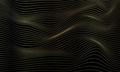 Abstract background of smooth lines, halftone wave. black background, vector illustration