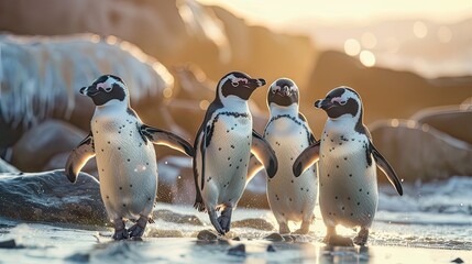 Celebrate World Penguin Day on April 25 with a captivating poster featuring adorable penguins in their natural habitat, promoting awareness and conservation efforts