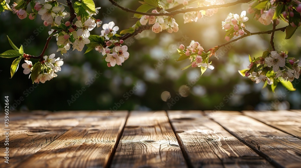 Poster table background and spring time.
