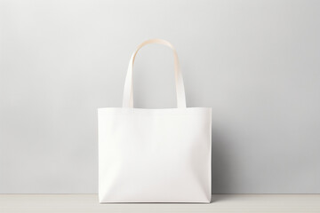 White tote bag canvas fabric. Cloth shopping sack mockup with copy space 
