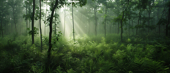 Green forest after rain ..