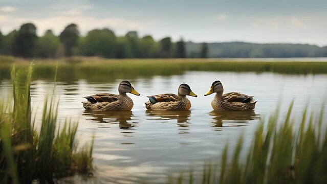 Wild ducks in the lake