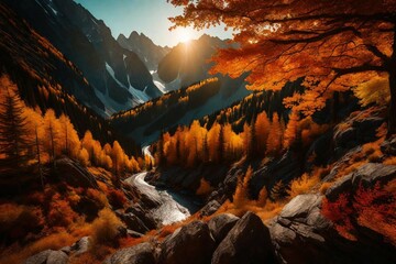 sunset in the mountains