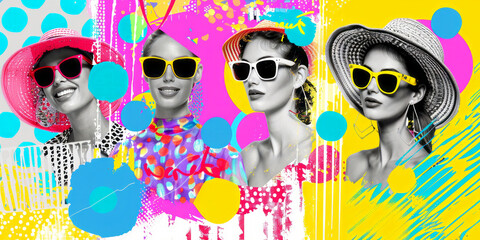 Contemporary fashion art collage, modern summer design. Vacation concept - 759606022