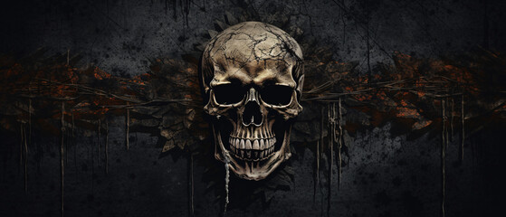 Grunge Skull Dark Background ..
