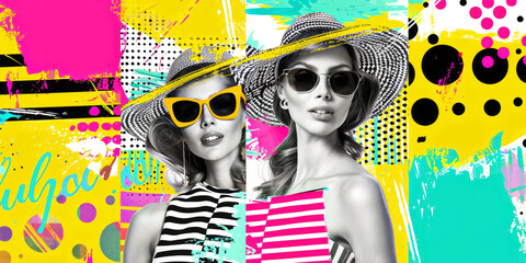 Contemporary fashion art collage, modern summer design. Vacation concept - 759606059