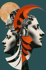 Contemporary surreal art collage, modern design. Retro style. - 759606080