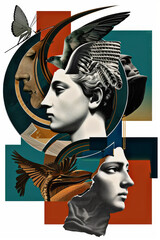 Contemporary surreal art collage, modern design. Retro style. - 759606083