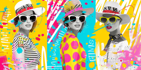 Contemporary fashion art collage, modern summer design. Vacation concept - 759606087