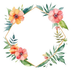 Fototapeta premium a watercolor frame with flowers on Isolated transparent background png. generated with AI