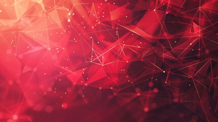 Red Abstract Background with Connected Lines and Dots