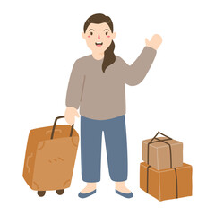 mudik Illustration of woman returns to his hometown