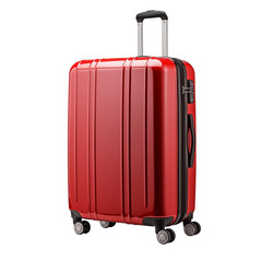 big red travel suitcase, png file of isolated cutout object with shadow on transparent background Ai  generated