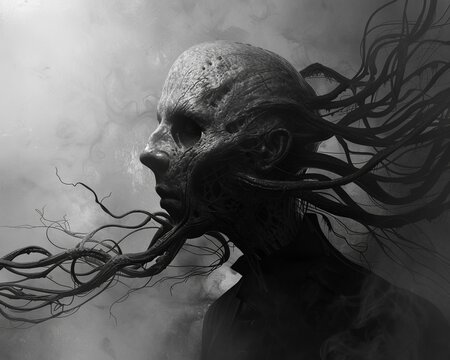An eerie representation of Nosferatu with a gorgonian twist