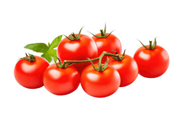 Group of Tomatoes With Leaves on White Background. on a White or Clear Surface PNG Transparent Background.